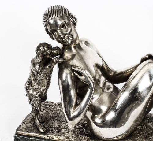 fig 7. Antique Art Deco Silvered Bronze by Germaine Oury Desruelles Circa 1920
