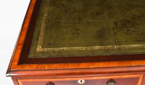 ANTIQUE VICTORIAN FLAME MAHOGANY PARTNERS PEDESTAL DESK C1860 19TH C - ADDITIONAL PHOTO 2