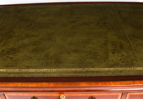 ANTIQUE VICTORIAN FLAME MAHOGANY PARTNERS PEDESTAL DESK C1860 19TH C - ADDITIONAL PHOTO 3