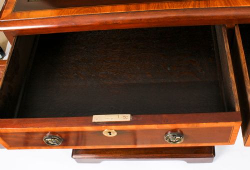ANTIQUE VICTORIAN FLAME MAHOGANY PARTNERS PEDESTAL DESK C1860 19TH C - ADDITIONAL PHOTO 4