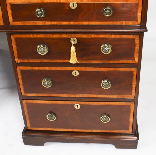 ANTIQUE VICTORIAN FLAME MAHOGANY PARTNERS PEDESTAL DESK C1860 19TH C - ADDITIONAL PHOTO 8