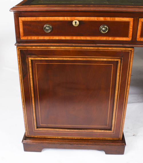 ANTIQUE VICTORIAN FLAME MAHOGANY PARTNERS PEDESTAL DESK C1860 19TH C - ADDITIONAL PHOTO 9