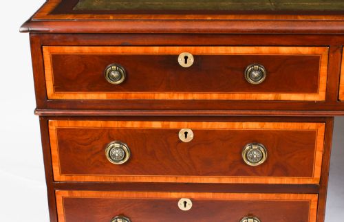 ANTIQUE VICTORIAN FLAME MAHOGANY PARTNERS PEDESTAL DESK C1860 19TH C - ADDITIONAL PHOTO 11
