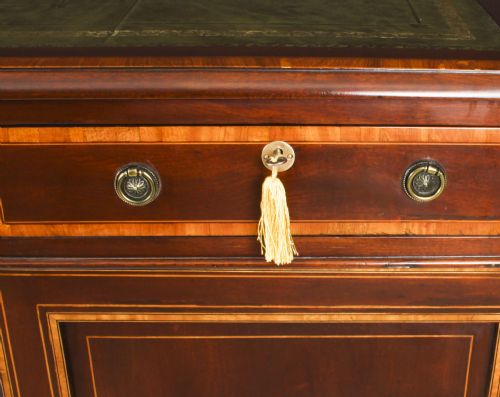 ANTIQUE VICTORIAN FLAME MAHOGANY PARTNERS PEDESTAL DESK C1860 19TH C - ADDITIONAL PHOTO 17