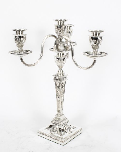 fig 1. Antique Pair Victorian 4 Light Candelabra Elkington c.1865 19th C