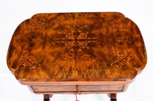 fig 2. Antique Victorian Burr Walnut Games Work Table c.1870 19th C
