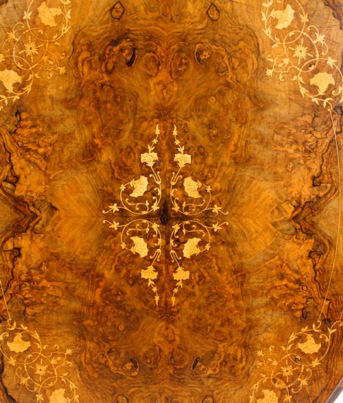 fig 4. Antique Burr Walnut Oval Tilt Top Loo Table Circa 1860 19th Century