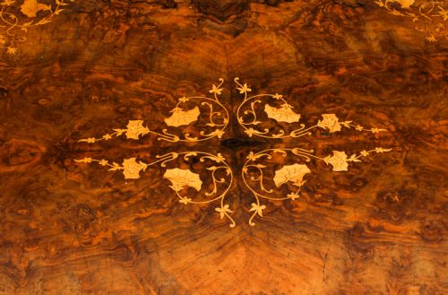 fig 6. Antique Burr Walnut Oval Tilt Top Loo Table Circa 1860 19th Century