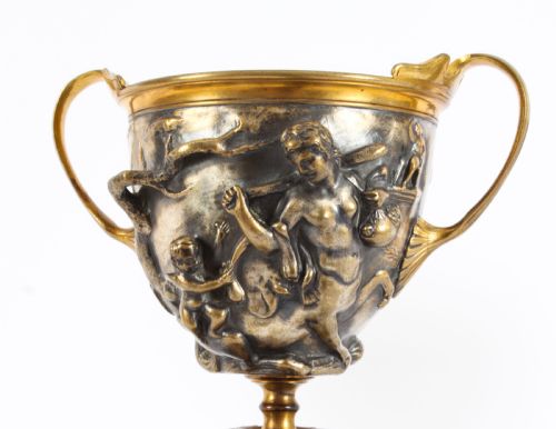 ANTIQUE PAIR FRENCH GRAND TOUR SILVERED BRONZE PEDESTAL URNS C1860 19TH C - ADDITIONAL PHOTO 6