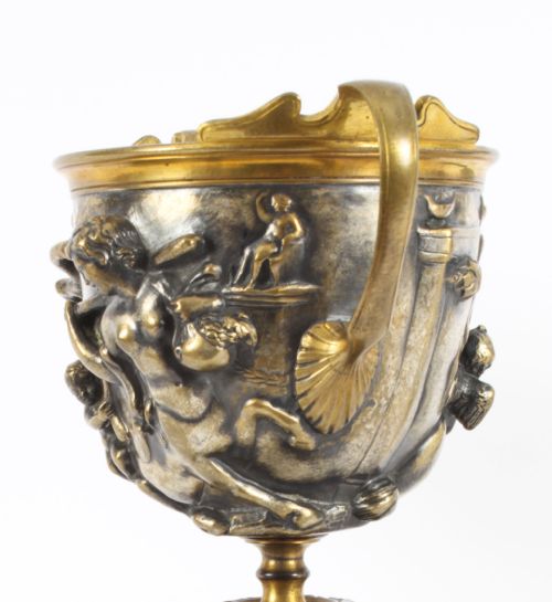 ANTIQUE PAIR FRENCH GRAND TOUR SILVERED BRONZE PEDESTAL URNS C1860 19TH C - ADDITIONAL PHOTO 8