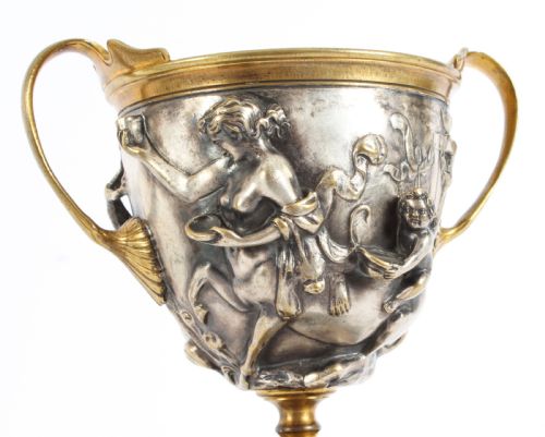 ANTIQUE PAIR FRENCH GRAND TOUR SILVERED BRONZE PEDESTAL URNS C1860 19TH C - ADDITIONAL PHOTO 10