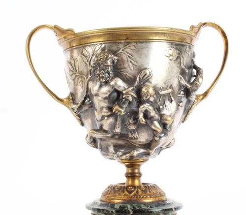 ANTIQUE PAIR FRENCH GRAND TOUR SILVERED BRONZE PEDESTAL URNS C1860 19TH C - ADDITIONAL PHOTO 14
