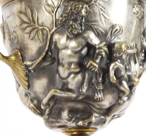 ANTIQUE PAIR FRENCH GRAND TOUR SILVERED BRONZE PEDESTAL URNS C1860 19TH C - ADDITIONAL PHOTO 16