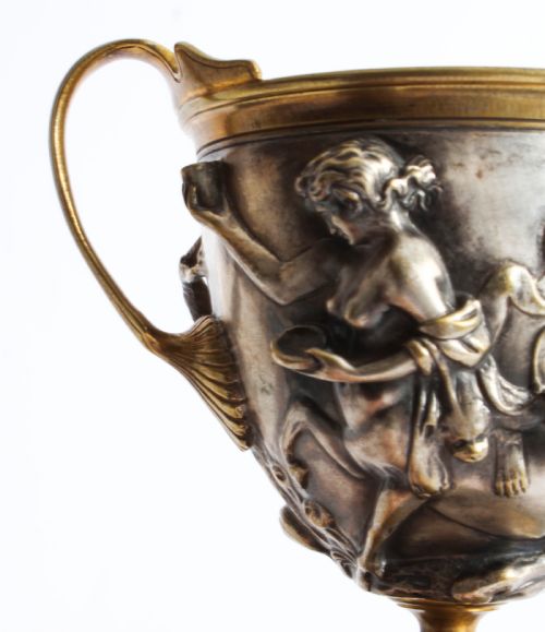 ANTIQUE PAIR FRENCH GRAND TOUR SILVERED BRONZE PEDESTAL URNS C1860 19TH C - ADDITIONAL PHOTO 22