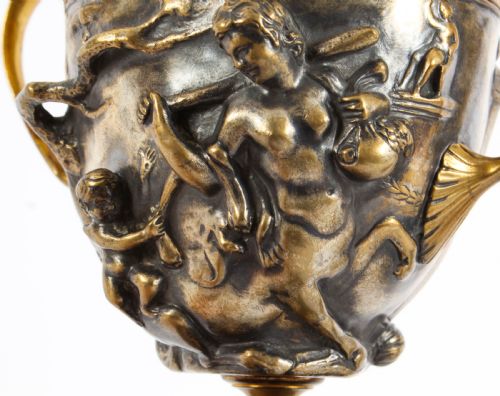 ANTIQUE PAIR FRENCH GRAND TOUR SILVERED BRONZE PEDESTAL URNS C1860 19TH C - ADDITIONAL PHOTO 26