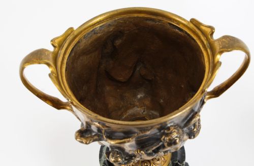 ANTIQUE PAIR FRENCH GRAND TOUR SILVERED BRONZE PEDESTAL URNS C1860 19TH C - ADDITIONAL PHOTO 28