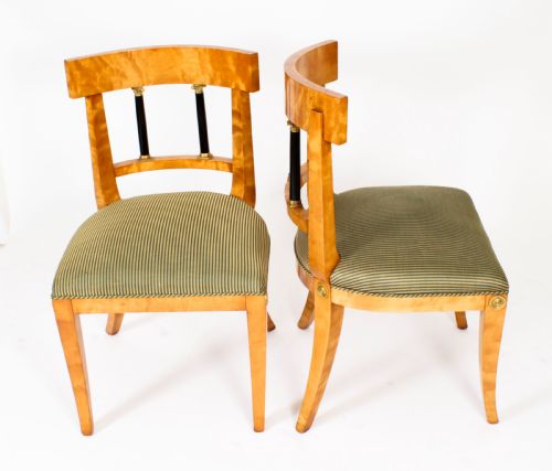fig 1. Antique Set 12 Swedish Biedermeier Birch Dining Chairs 19th C