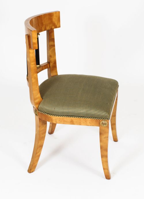 fig 2. Antique Set 12 Swedish Biedermeier Birch Dining Chairs 19th C