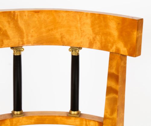 fig 6. Antique Set 12 Swedish Biedermeier Birch Dining Chairs 19th C