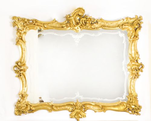 fig 1. Antique Italian Rococo Revival Carved Giltwood Console & Mirror Circa 1860