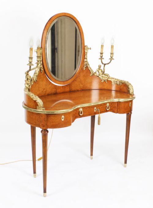 Antique French Ormolu Mounted Dressing Table & Mirror 19th Century
