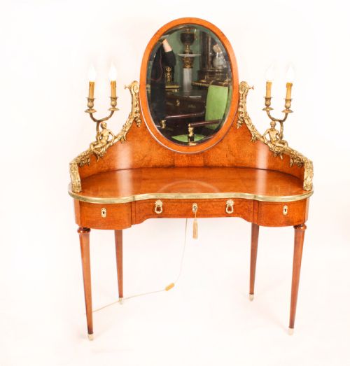 fig 1. Antique French Ormolu Mounted Dressing Table & Mirror 19th Century