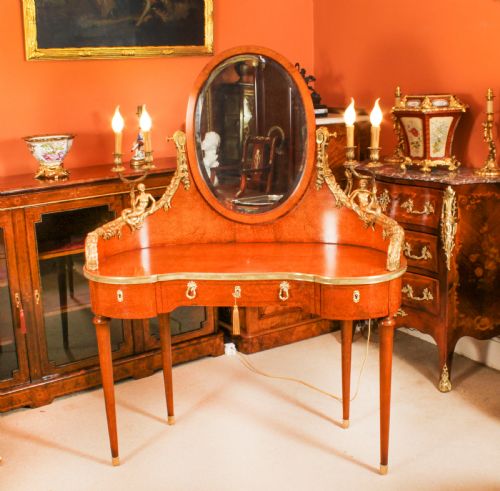 fig 3. Antique French Ormolu Mounted Dressing Table & Mirror 19th Century