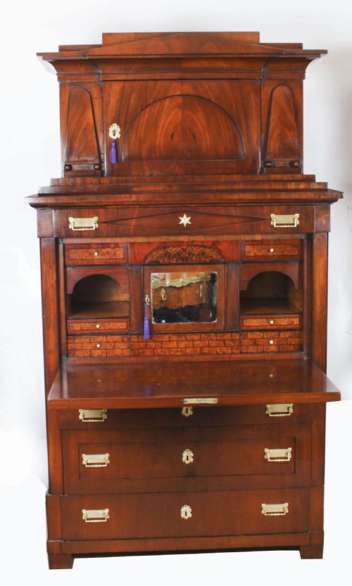 ANTIQUE BIEDERMEIER SECRETAIRE CHEST SECRETAIRE ABATTANT19TH C - ADDITIONAL PHOTO 4