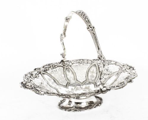 Antique Victorian Silver Plated Fruit Basket Martin Hall C.1860
