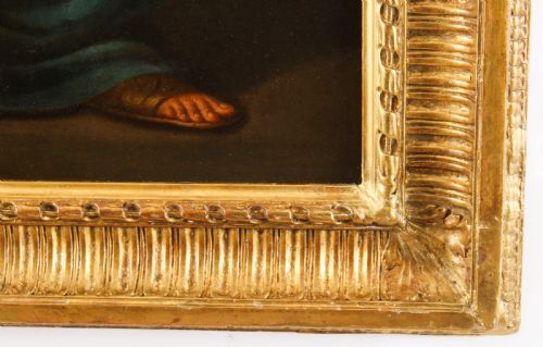 ANTIQUE ITALIAN SCHOOL OIL PAINTING YOUNG LADY READING A SCROLL 19TH C - ADDITIONAL PHOTO 9