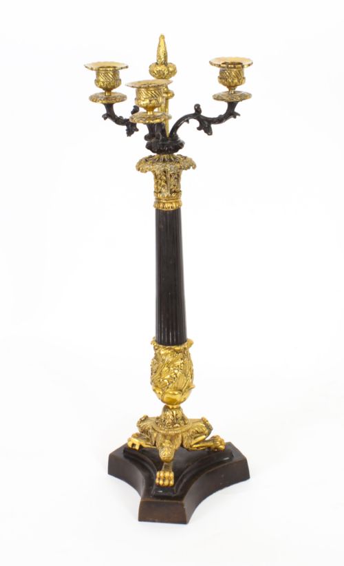fig 1. Antique Pair Louis Revival Ormolu & Bronze Candelabra 19th Century
