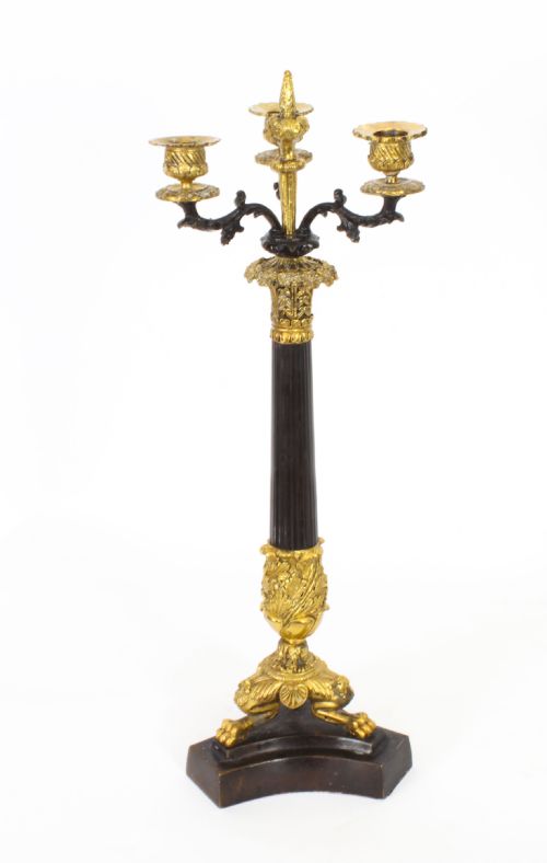fig 2. Antique Pair Louis Revival Ormolu & Bronze Candelabra 19th Century
