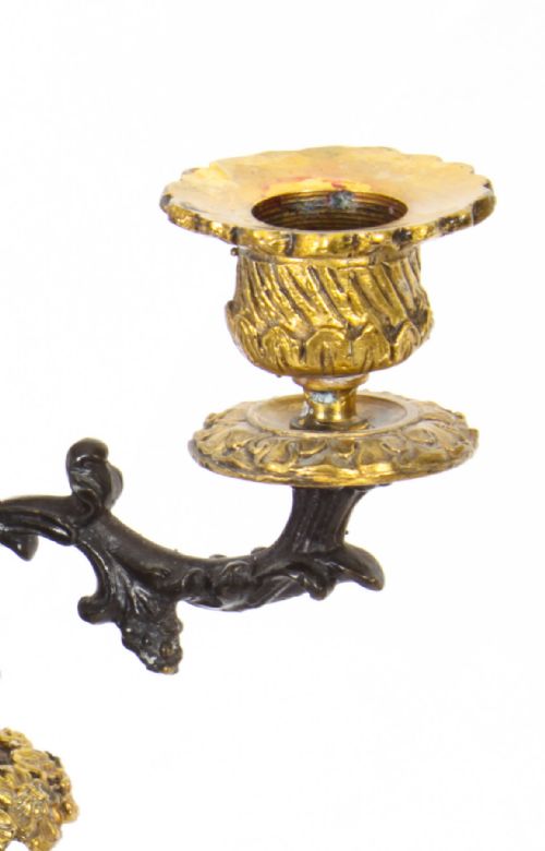 fig 6. Antique Pair Louis Revival Ormolu & Bronze Candelabra 19th Century
