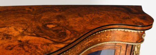 fig 5. Antique Victorian Serpentine Burr Walnut Marquetry Credenza 19th C
