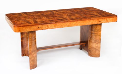 Antique Art Deco Burr Walnut Dining Table C.1920
