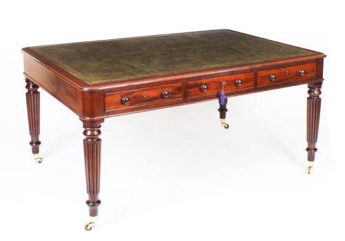 Antique 5ft William IV Six Drawer Partners Writing Table C 1830 19th C
