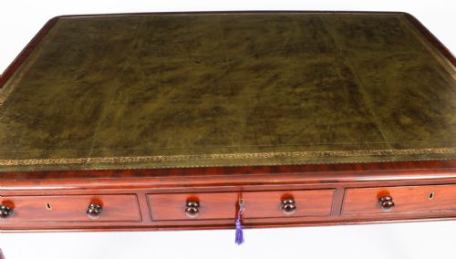 fig 3. Antique 5ft William IV Six Drawer Partners Writing Table C 1830 19th C

