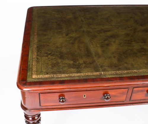fig 4. Antique 5ft William IV Six Drawer Partners Writing Table C 1830 19th C
