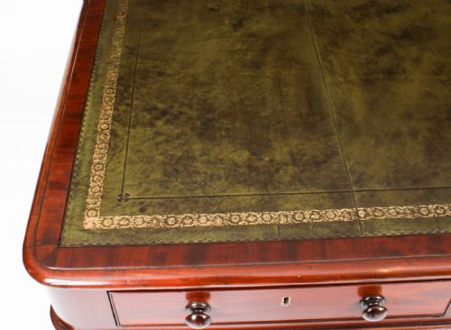 fig 6. Antique 5ft William IV Six Drawer Partners Writing Table C 1830 19th C
