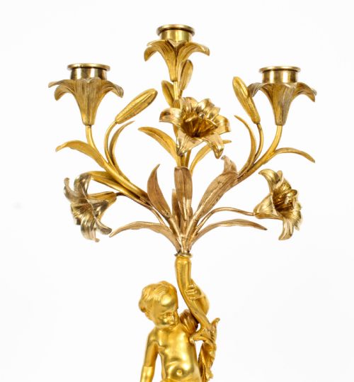 fig 7. Antique Pair Sevres Bleu Celeste Porcelain & Ormolu Candelabra 19th C
