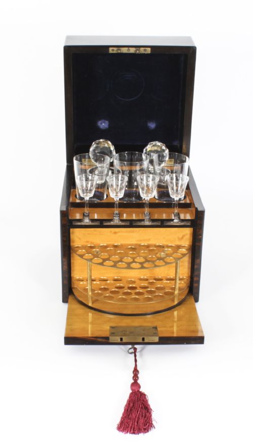 fig 2. Antique Coromandel Tantalus Humidor Drew & Son 19th C
