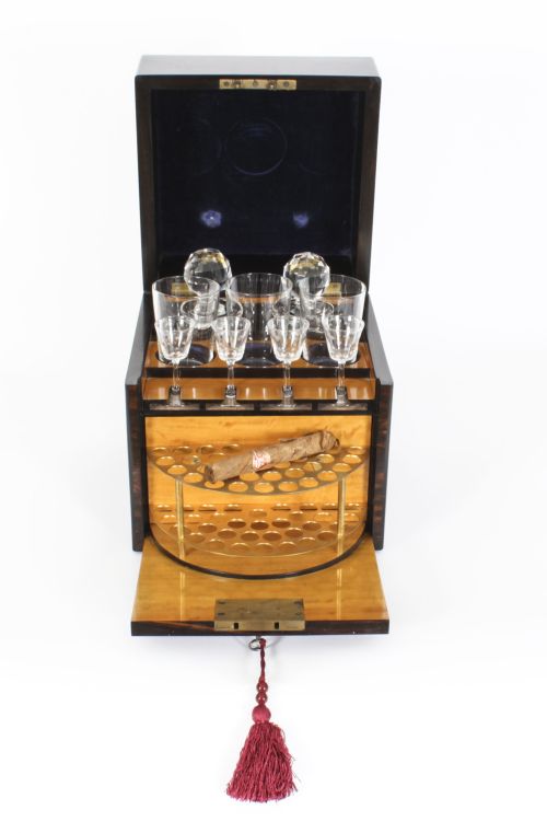 fig 3. Antique Coromandel Tantalus Humidor Drew & Son 19th C

