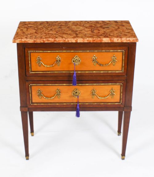fig 2. Antique Pair Satinwood Bedside Commodes Cabinets Chests 19th C
