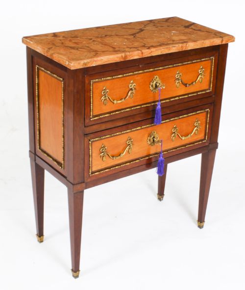 fig 3. Antique Pair Satinwood Bedside Commodes Cabinets Chests 19th C
