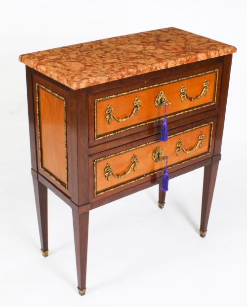 fig 4. Antique Pair Satinwood Bedside Commodes Cabinets Chests 19th C
