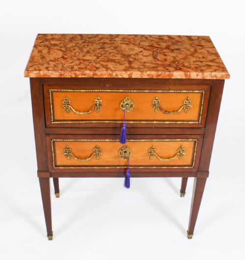 fig 5. Antique Pair Satinwood Bedside Commodes Cabinets Chests 19th C
