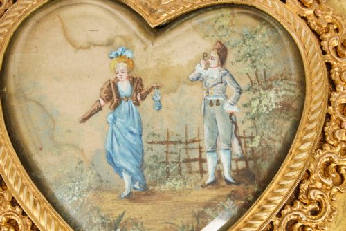 fig 2. Antique French Ormolu Heart Shaped Jewellery Casket Box 19th C
