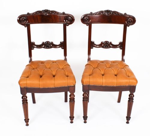 fig 1. Antique Set 12 Flame Mahogany William IV Dining Chairs C1830 19th C