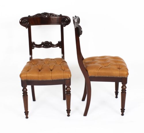 fig 2. Antique Set 12 Flame Mahogany William IV Dining Chairs C1830 19th C