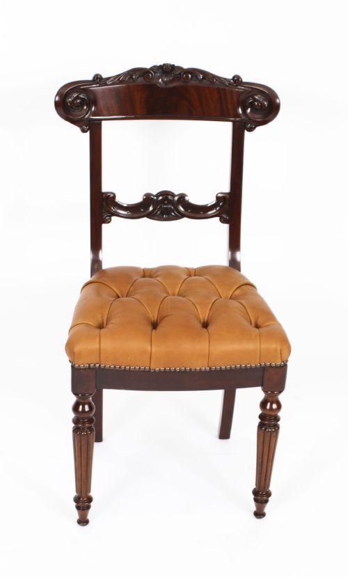 fig 3. Antique Set 12 Flame Mahogany William IV Dining Chairs C1830 19th C